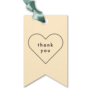 ForYourParty's personalized Stardream Black Double Point Gift Tag with Matte Pastel Pink Foil has a Thank You Heart graphic and is good for use in Wedding, Words, Anniversary themed parties and are a must-have for your next event—whatever the celebration!