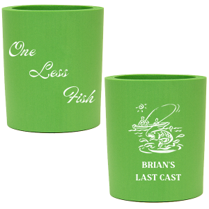 Keep your drinks chilled and your spirits high with the One Less Fish Bachelor Party Cooler. One side reels in the laughs with the phrase "One Less Fish," while the other side features a classic graphic of an angler in a boat. Personalize the catch with the bachelor's name, making it a prized token from the ultimate outdoorsman's send-off.