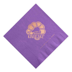 Celebrate Mardi Gras in style with this custom Mardi Gras napkin. Featuring a fun king cake graphic, this napkin will be a hit at your party. 