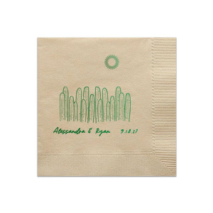 Create an impression that lasts all summer with the Southwest Cactus Napkin. The foil stamped napkin comes in your choice of styles and colors, making it easily customizable to math your unique vibe. Perfect for summertime weddings, engagements or home entertainment!