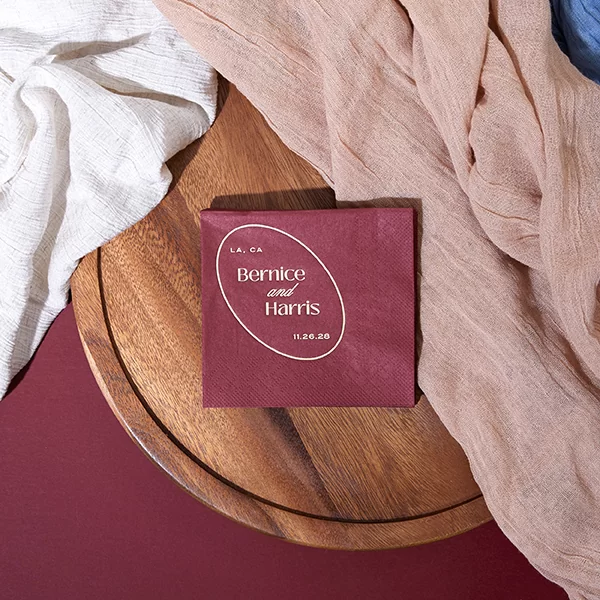Ringed Couple Names Napkin