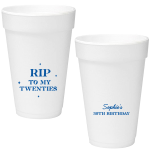 Commemorate a milestone birthday with the New Decade Starburst Cup, personalized with the honoree's name and the dawn of a new era. Featuring "RIP to my twenties" or your custom age farewell, this cup is sprinkled with celebratory stars, perfect for commemorating the next fabulous decade.