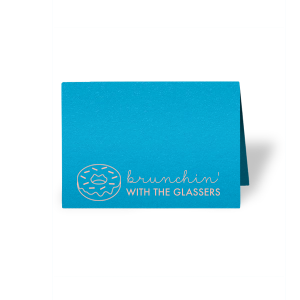 ForYourParty's elegant Poptone Dark Turquoise Tempo Place Card with Matte Pastel Pink Foil has a Donut graphic and is good for use in Food, Birthday, and Brunch themed parties and are a must-have for your next event—whatever the celebration!