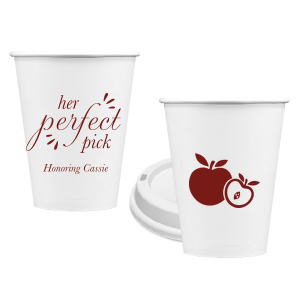 Our personalized Matte Merlot Ink 16 oz Paper Coffee Cup with Lid with Matte Merlot Ink Cup Ink Colors has a Apple graphic and is good for use in Food themed parties and can be customized to complement every last detail of your party.