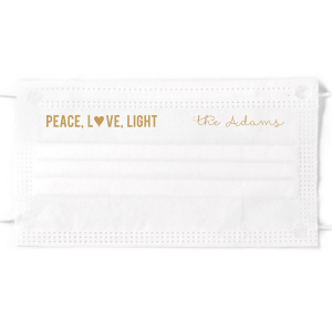 Personalized White Disposable Face Mask with Satin 18 Kt. Gold Foil can't be beat. Showcase your style in every detail of your party's theme!