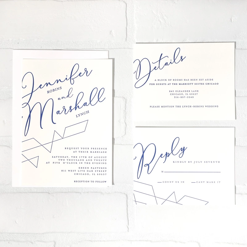 customized geometric wedding invitation suite