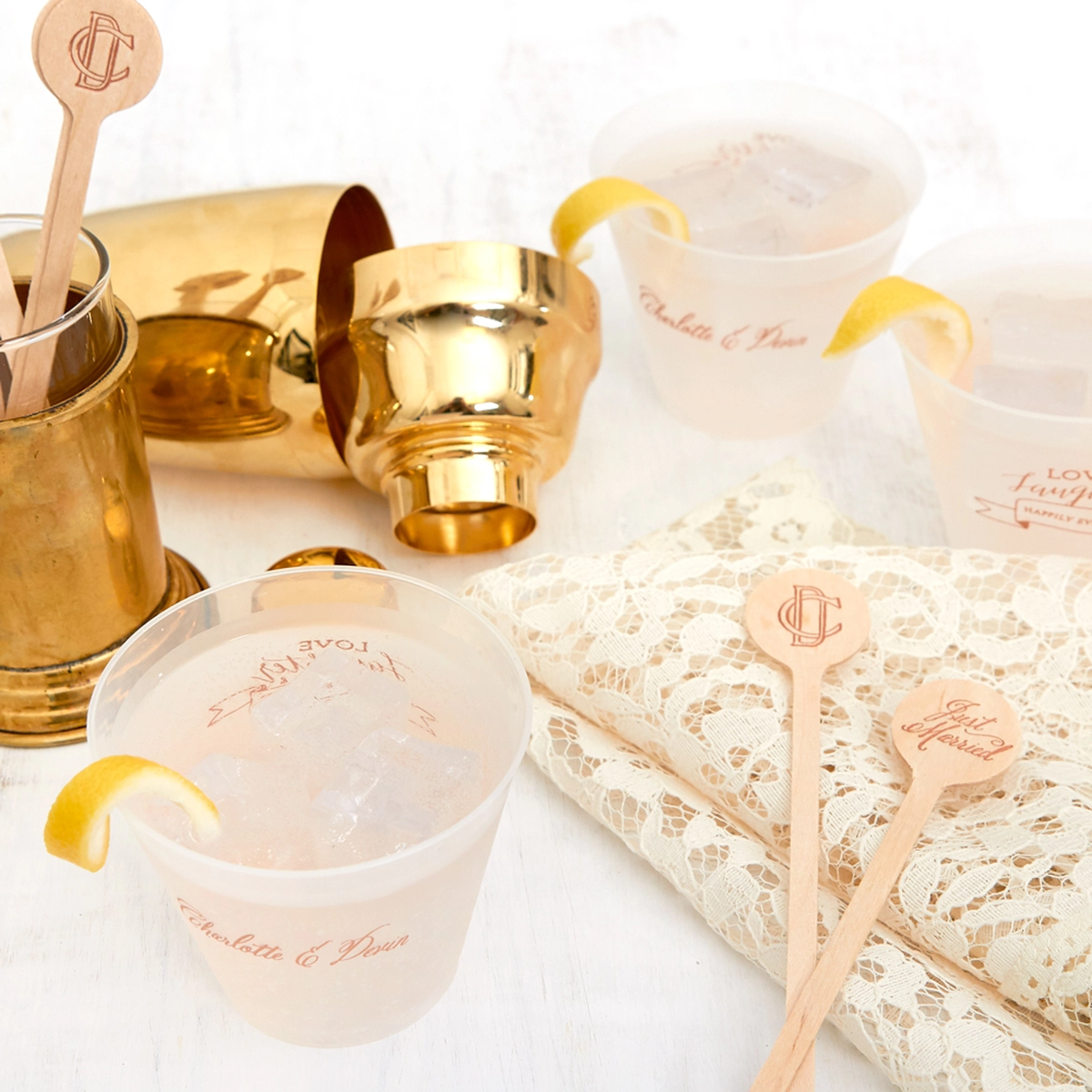 Shop the Elegant Ivory Collection Custom Frost Flex Cups and Stir Sticks