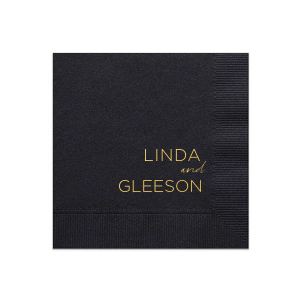 The Modern Elegance Names Wedding Napkin artfully combines bold, uppercase lettering with slender script, crafting a statement of sophistication and contemporary grace that's perfect for commemorating matrimonial bliss.