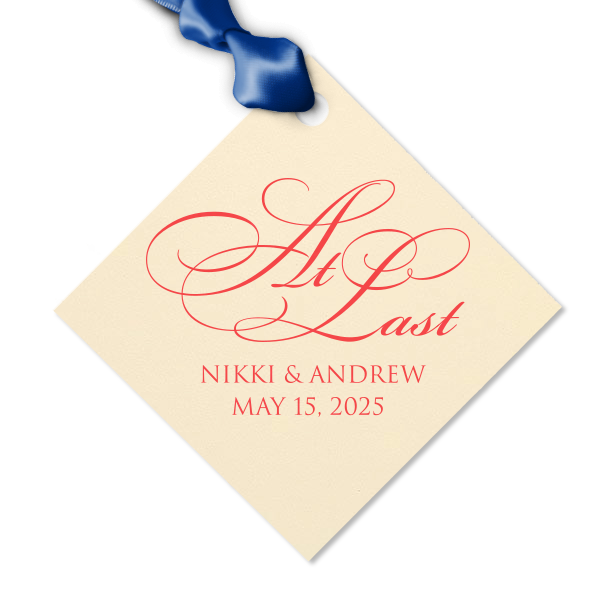 Our personalized Natural NEW Frost White Diamond Gift Tag with Satin French Blue Foil will look fabulous with your unique touch. Your guests will agree!