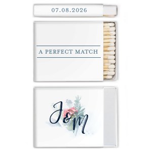 Our custom White Square Custom Photo Matchbox with Matte Stone Blue Ink Digital Print Colors and Matte Navy Ink Digital Print Colors are a must-have for your next event—whatever the celebration!