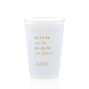Personalized Gold Ink 12 oz Frost Flex Cup with Gold Ink Cup Ink Colors will impress guests like no other. Make this party unforgettable.