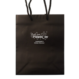 Send guests home with an unforgettable treat with the Thanks For Poppin' By Bag. Available in a variety of colors and style to best match your event's unique vibe, the sturdy and memorable bag is perfect for take home treats.