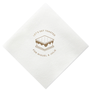 This S'more napkin is perfect for the outdoorsy couple or pair that loves to camp. This custom napkin will be adorable at a wedding or event!