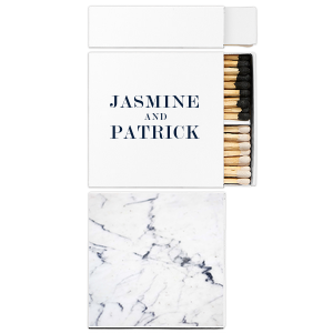 Our custom White Classic Custom Photo Matchbox with Matte Navy Ink Digital Print Colors and Matte Slate Gray Ink Digital Print Colors can be customized to complement every last detail of your party.