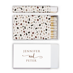 Our beautiful custom White Mini Custom Photo Matchbox with Matte Chocolate Ink Digital Print Colors and Matte Slate Gray Ink Digital Print Colors will add that special attention to detail that cannot be overlooked.