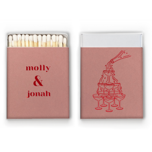 Shake up your celebration with our personalized foil-printed matches, featuring a classic champagne tower design! Add your names to create the perfect party favor, sparking joy and laughter at weddings, engagement parties, and anniversaries. Let's toast to fun!