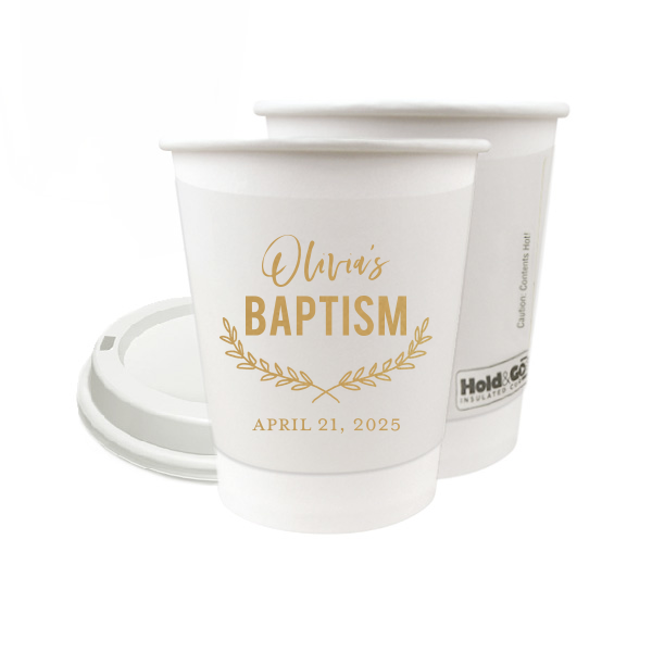 Wreath Flourish Baptism Paper Cup