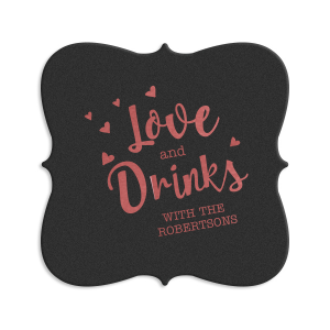 Love And Drinks Heart Coaster