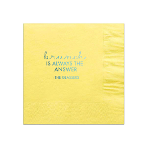ForYourParty's chic Mimosa/Yellow Cocktail Napkin with Shiny Turquoise Foil can't be beat. Showcase your style in every detail of your party's theme!