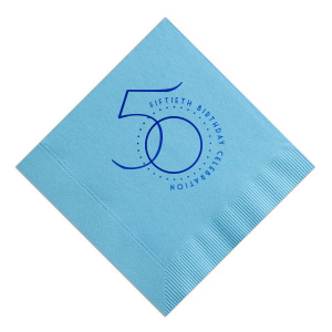 The 50th Birthday Celebration Napkin design elegantly intertwines a stylized "50," symbolizing a seamless blend of the past five decades. The artful fusion of numbers, encircled by a dotted ring, invites guests to honor a milestone with sophistication and a touch of nostalgia.