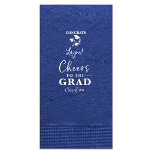 Personalized Teal Cocktail Napkin with Matte White Foil has a Caps Thrown graphic and is good for use in Graduation themed parties and can be personalized to match your party's exact theme and tempo.