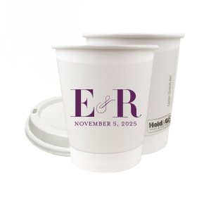 Sip with sophistication from the Pretty Monogram Paper Cup, where a graceful ampersand weaves together the couple's bold initials. Adorned below with the date, this cup elevates every toast with its blend of elegance and unity.