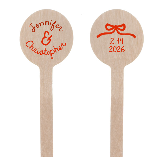 Hand-drawn Bow & Names Stir Stick