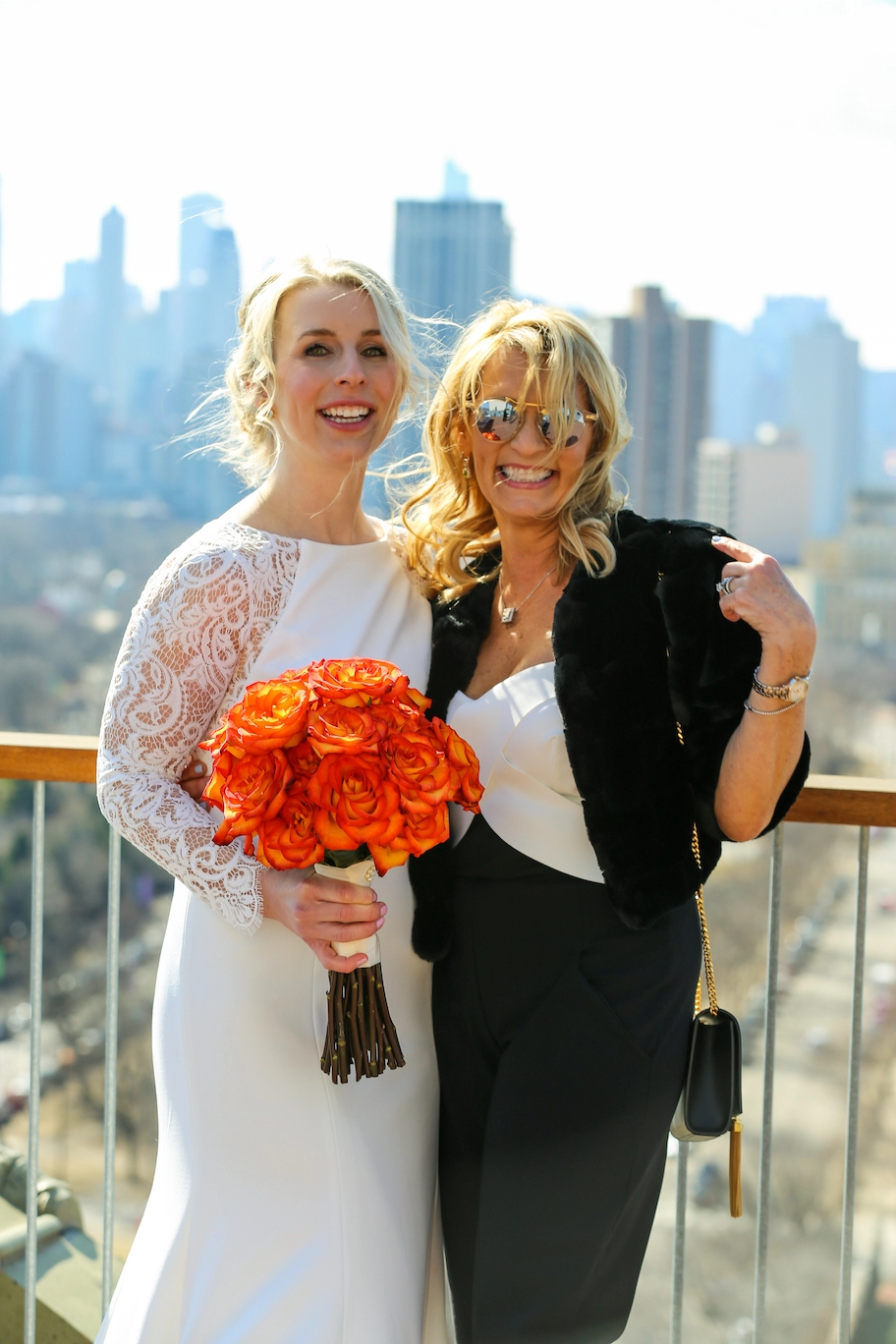 happy bride, Haylie, with Sari, FYP president