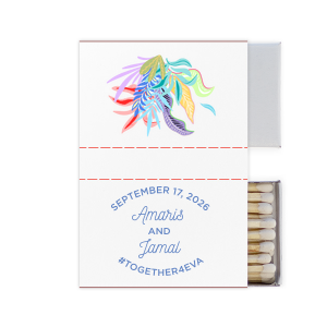 Our custom White Square Custom Photo Matchbox with Matte Periwinkle Ink Digital Print Colors and Matte Slate Gray Ink Digital Print Colors will impress guests like no other. Make this party unforgettable.
