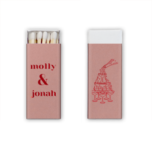Shake up your celebration with our personalized foil-printed matches, featuring a classic champagne tower design! Add your names to create the perfect party favor, sparking joy and laughter at weddings, engagement parties, and anniversaries. Let's toast to fun!
