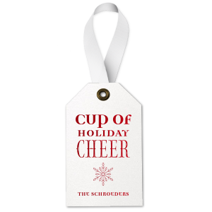 Custom Stardream Crystal White Wine Hang Tag with Shiny Convertible Red Foil has a Snowflake graphic and is good for use in Christmas, Holiday themed parties and will impress guests like no other. Make this party unforgettable.