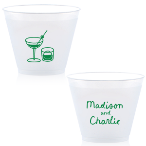 Add a splash of fun with the Cocktail Hour Couples Cup. Featuring text personalized to your name in the screen print ink color of your choice, the popular design is perfect for anniversaries, retirements and engagements!