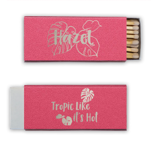 Tropic like it's hot with this custom matchbox. Our matches are the perfect addition to a tropical themed bachelorette party or birthday party. 