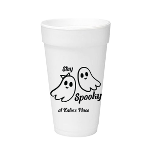 Get groovy this spooky season with the Groovy Halloween Cup. Our custom and cute Halloween decor will add a memorable touch at your Halloween party. Featuring two adorable ghosts, personalize teh design with your own name. 
