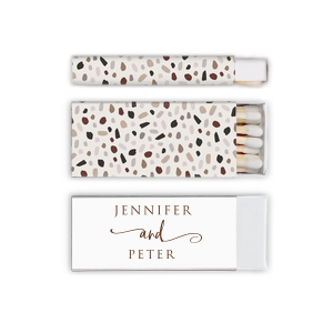 Our beautiful custom White Mini Custom Photo Matchbox with Matte Chocolate Ink Digital Print Colors and Matte Slate Gray Ink Digital Print Colors will add that special attention to detail that cannot be overlooked.