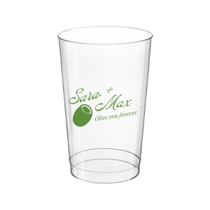 The Olive You Forever Cup is perfect for celebrating your love with friends and family. The cheeky design is available in your choice of screen printed ink and cup colors. Along with customizable text, this unique drinkware is sure o be a hit at your next engagement, wedding, or anniversary party!