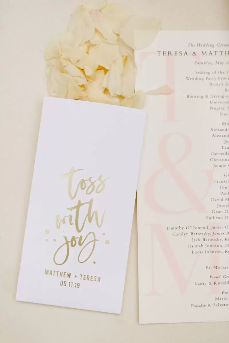 custom designed flower petal bags for wedding recessional