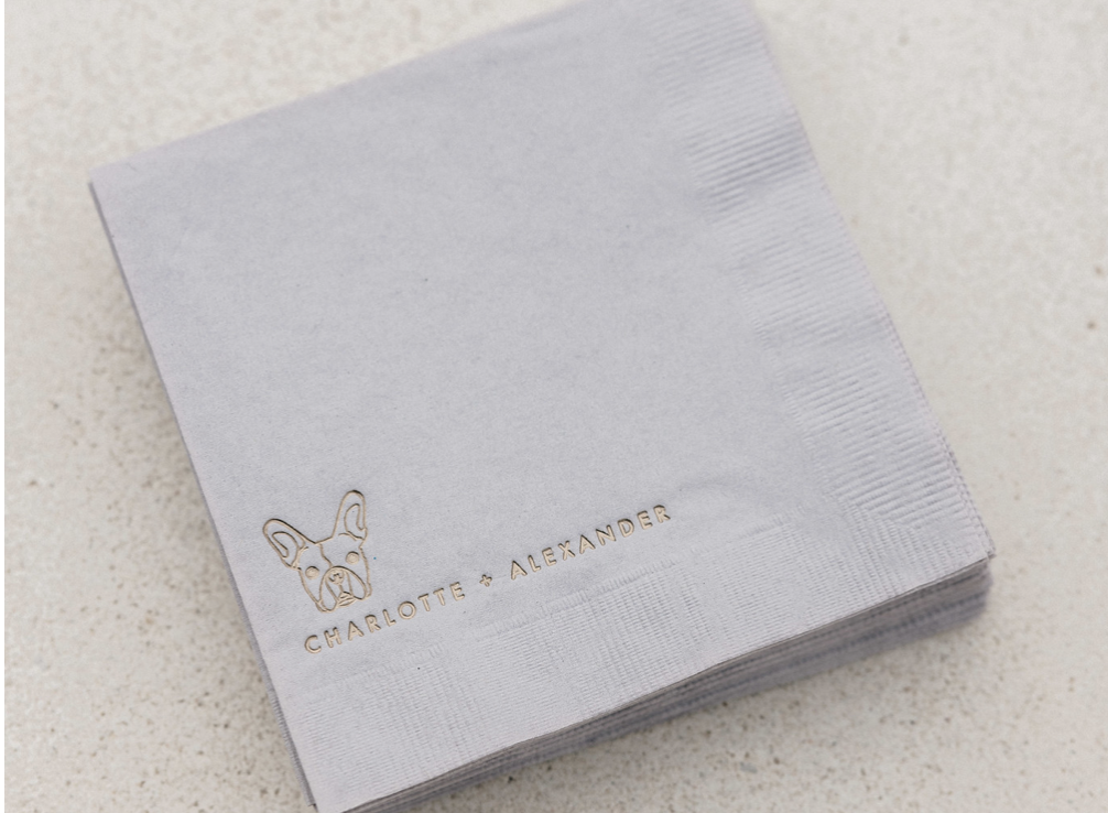 Custom Cocktail Napkins with a dog on it 