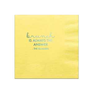 ForYourParty's chic Mimosa/Yellow Cocktail Napkin with Shiny Turquoise Foil can't be beat. Showcase your style in every detail of your party's theme!