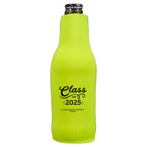 Keep the party cool with the Swirly Graduation Can Cooler. Bursting with energetic swirls and celebratory sparks, this fun design captures the excitement of graduation. The word "Class" is underscored by a swirling flourish, with the graduation year and space for the name and school below. Perfect for toasting the graduate’s big achievement.