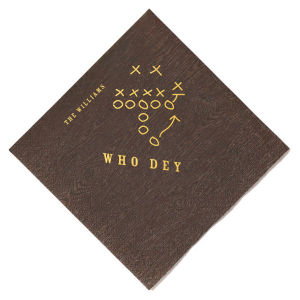 The new custom Big Game Napkin has a special graphics that will add the final touch on your party. They will bring that Football spirit inside your party, your guests will agree!