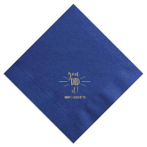 ForYourParty's elegant Royal Blue Cocktail Napkin with Shiny 18 Kt Gold Foil will make your guests swoon. Personalize your party's theme today.