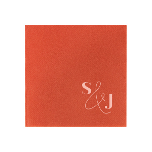 Set a striking table with the Bold and Modern Initials Napkin where robust, bold initials meet a fine-lined, scrolling ampersand. This artful contrast creates a sophisticated statement piece, perfect for contemporary weddings or events that celebrate elegance.