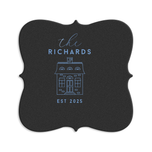 ForYourParty's personalized White Square Coaster with Satin French Blue Foil has a Single House Outline graphic and is good for use in Home themed parties and can't be beat. Showcase your style in every detail of your party's theme!
