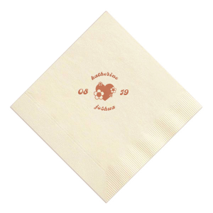 Infuse your wedding with vintage charm using the Retro Floral Heart Wedding Napkin, featuring the couple's names arched around a whimsical heart adorned with retro flowers, flanked by the wedding date. This nostalgic design adds a touch of retro romance to your celebration.