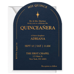 Meet our new Arch Invitation with Classy vibe and clean design, it is a must for your next event. Get this Classic Elegant Quinceñera Invitation today and enjoy! 