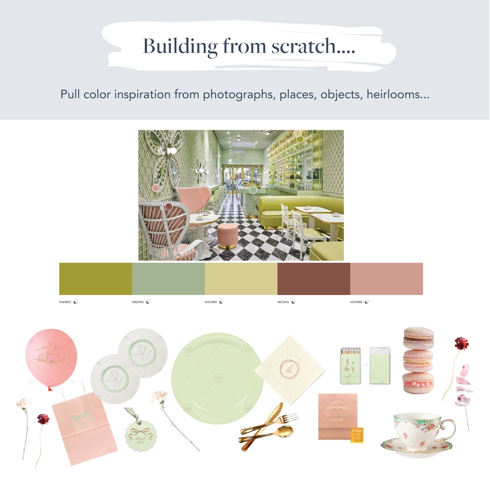 create wedding color story