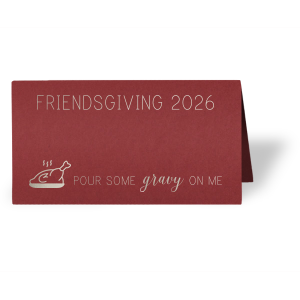 Our custom Natural Cranberry Classic Place Card with Satin 18 Kt. Gold Foil Color has a Plated Turkey graphic and is good for use in Food, Thanksgiving themed parties and will add that special attention to detail that cannot be overlooked.