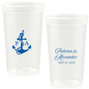 The Sailboat Nautical Nuptial Cup makes a splendid addition to toasting on the coast! Featuring a two-sided design, the anchor graphic makes for great maritime or coastal themed events. Customize the opposing side's text to convey your own heartfelt message! 