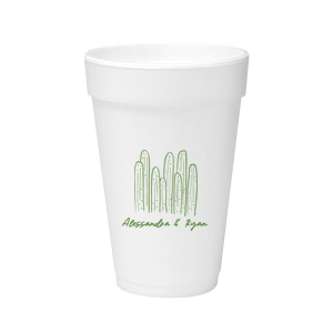 Cool down at your summertime party event with the Southwest Cactus Cup. Featuring a screen print of hand-drawn cactuses above customizable text, the cup is available in your choice of styles and colors to best match your party's unique vibes.